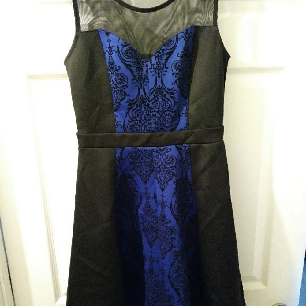 Royal blue and black dress